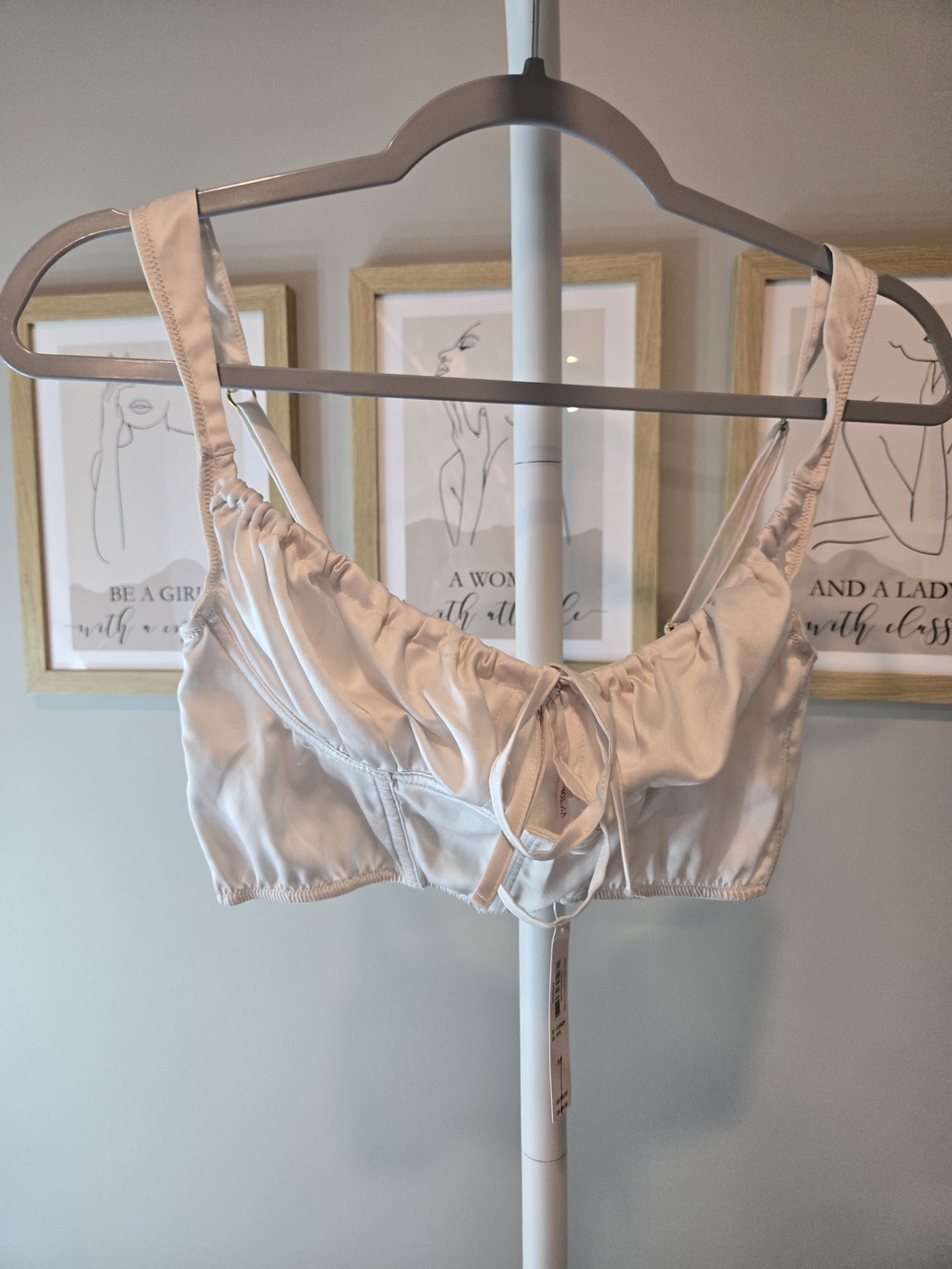 Victoria's Secret White Satin Tie-Front Bralette *read